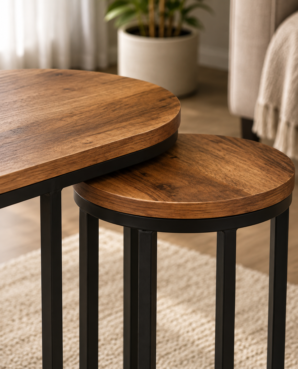 Round Nesting Bedroom Side Tables (Set of 3) AJWPK