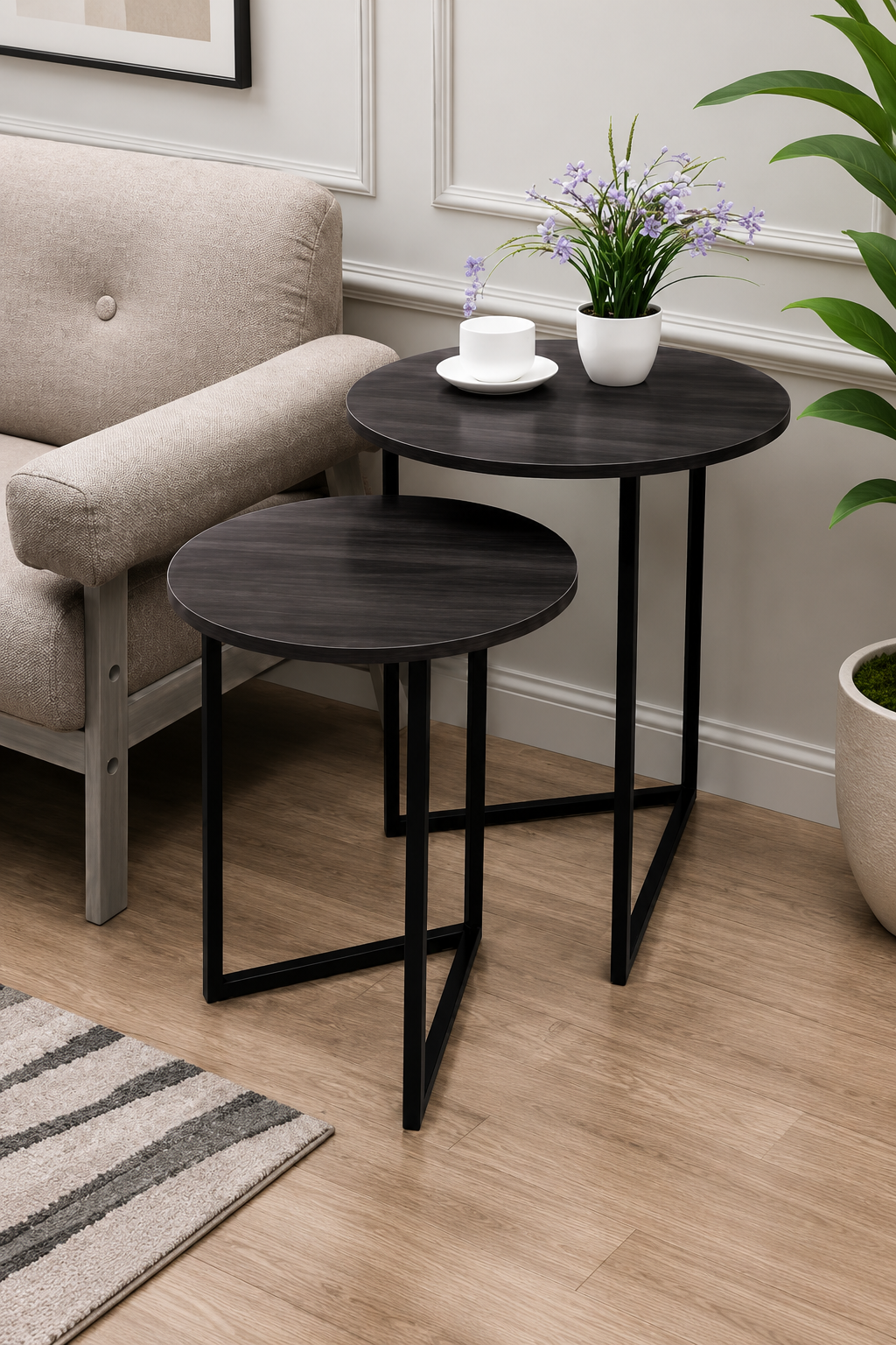 Modern Round Nesting Table (Set of 2pcs) AJWPK