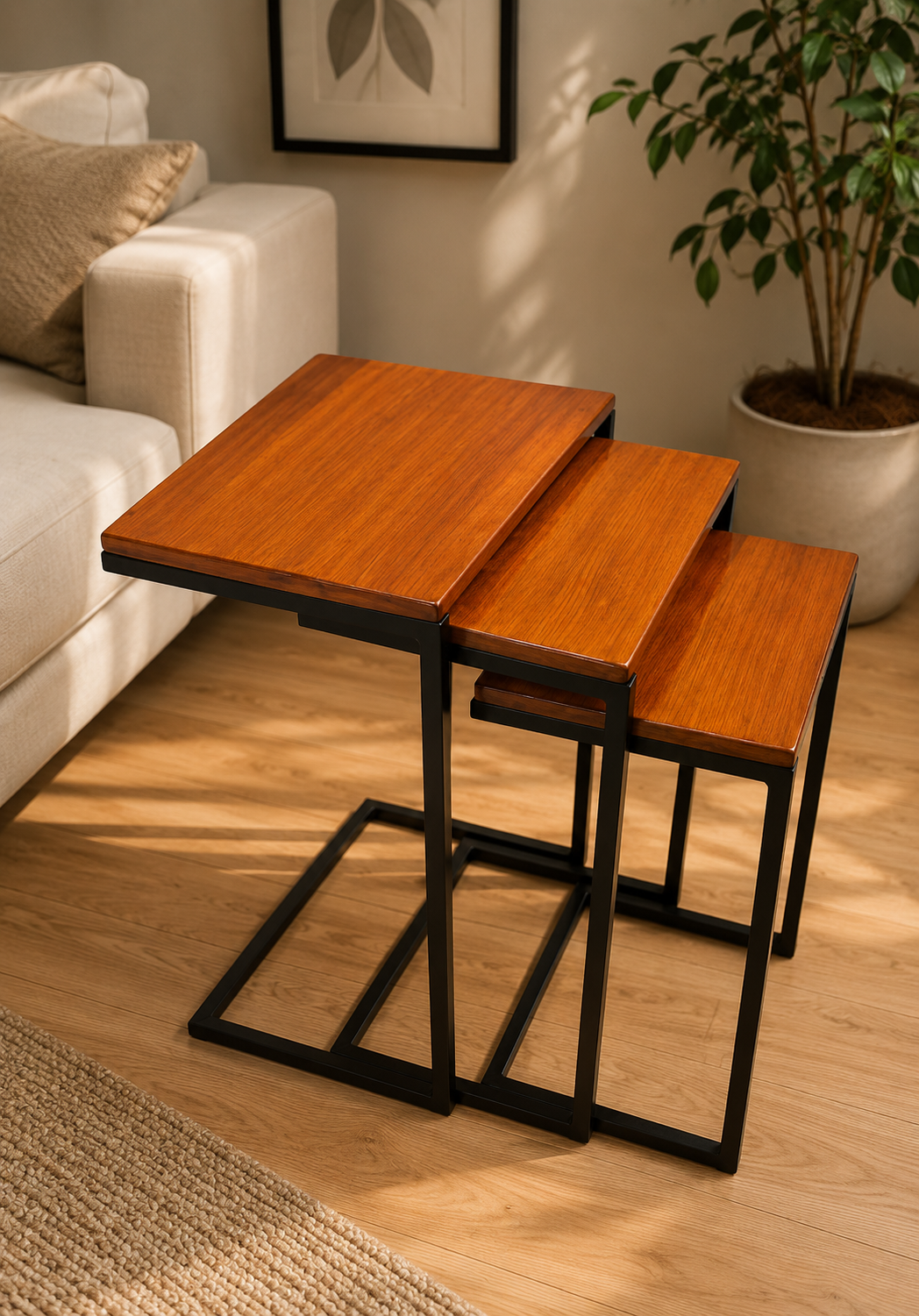 Set of 3 Wooden C-Tables AJWPK