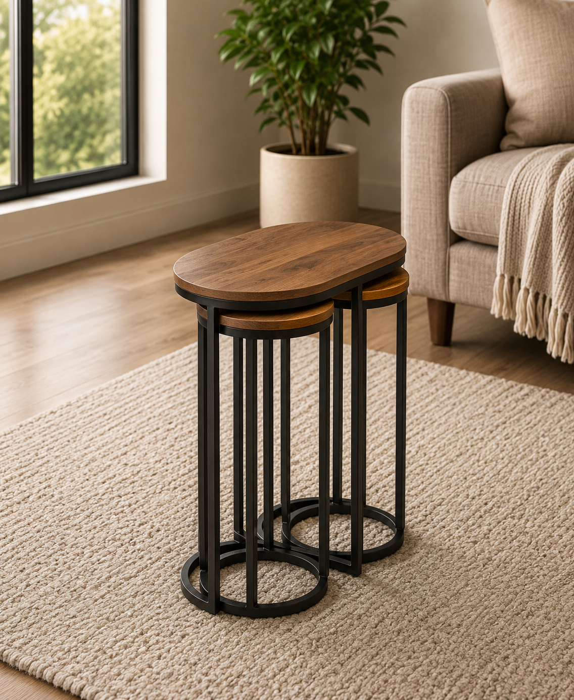 Round Nesting Bedroom Side Tables (Set of 3) AJWPK