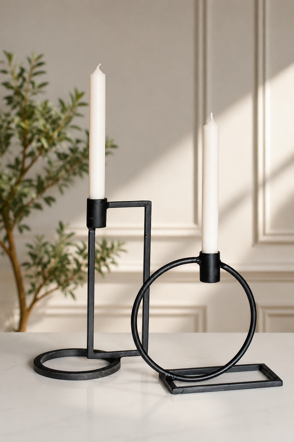 Modern Black Metal Candlestick (Set of2 pcs) AJWPK