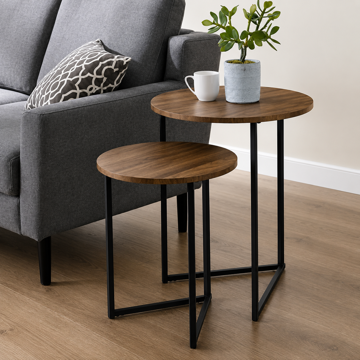 Modern Round Nesting Table (Set of 2pcs) AJWPK