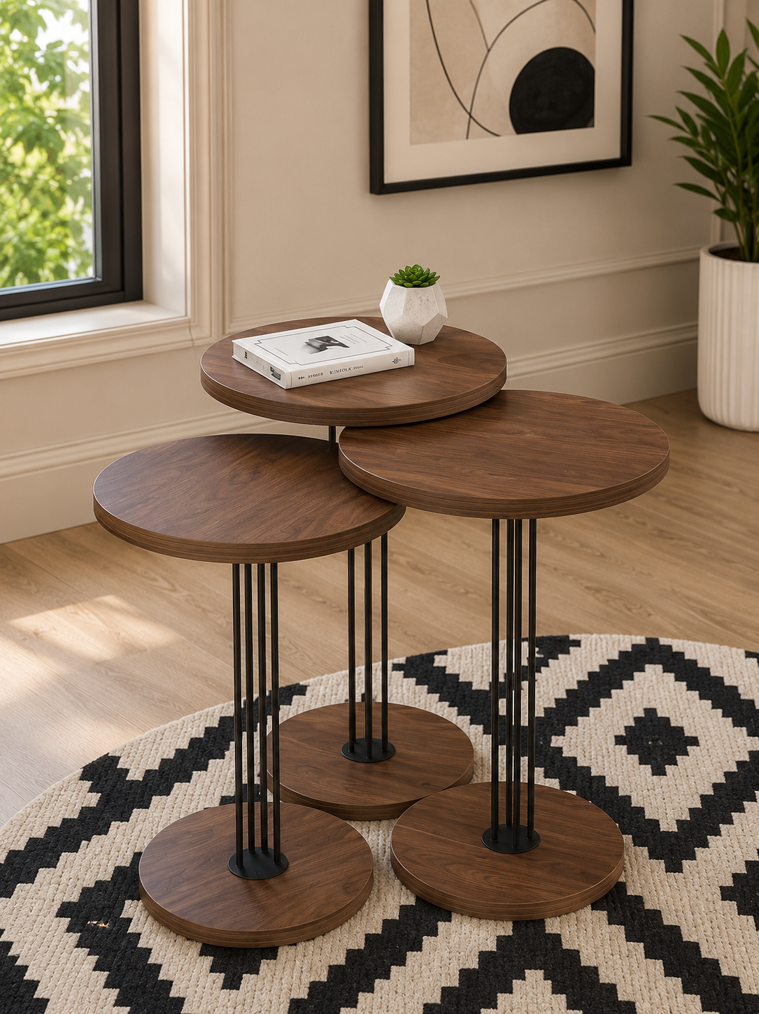 Round Nesting End Tables (Set of 3Pcs) AJWPK