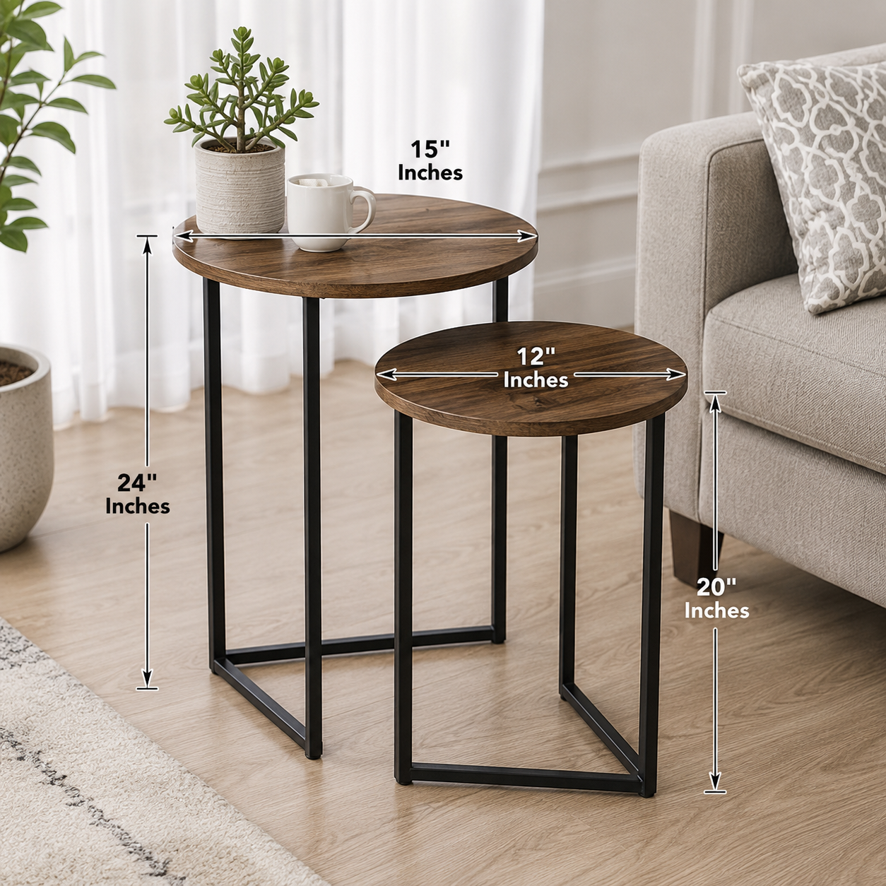 Modern Round Nesting Table (Set of 2pcs) AJWPK