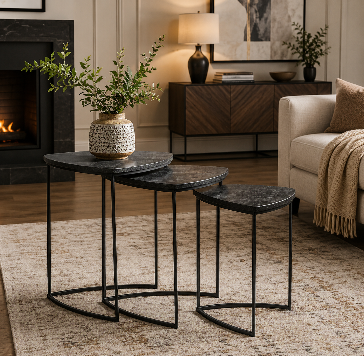 Olinmere Black Accent Nesting Table (Set of 3) AJWPK