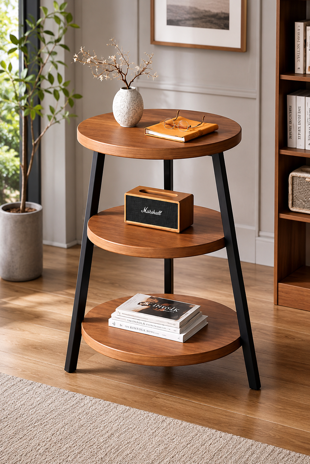 Modern 3-Tier Wooden Side Table AJWPK
