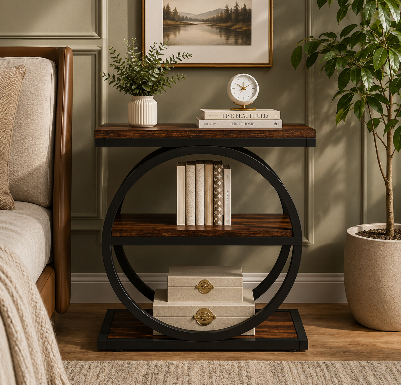 Circi Side Table with Round Metal Frame AJWPK