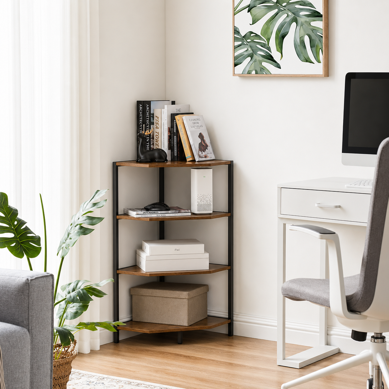 Banishe Corner Organizer Bookcase Storage Rack AJWPK