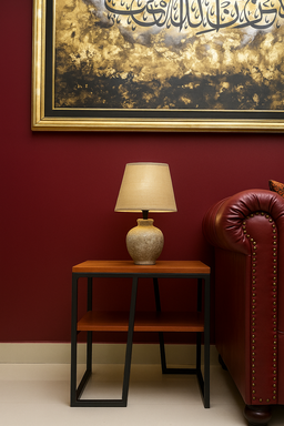 Modern End Table with Shelf Base