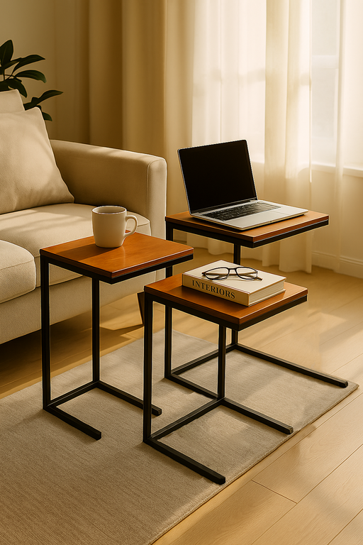 Set of 3 Wooden C-Tables