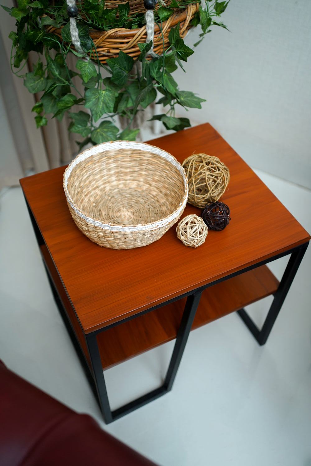 Modern End Table with Shelf Base