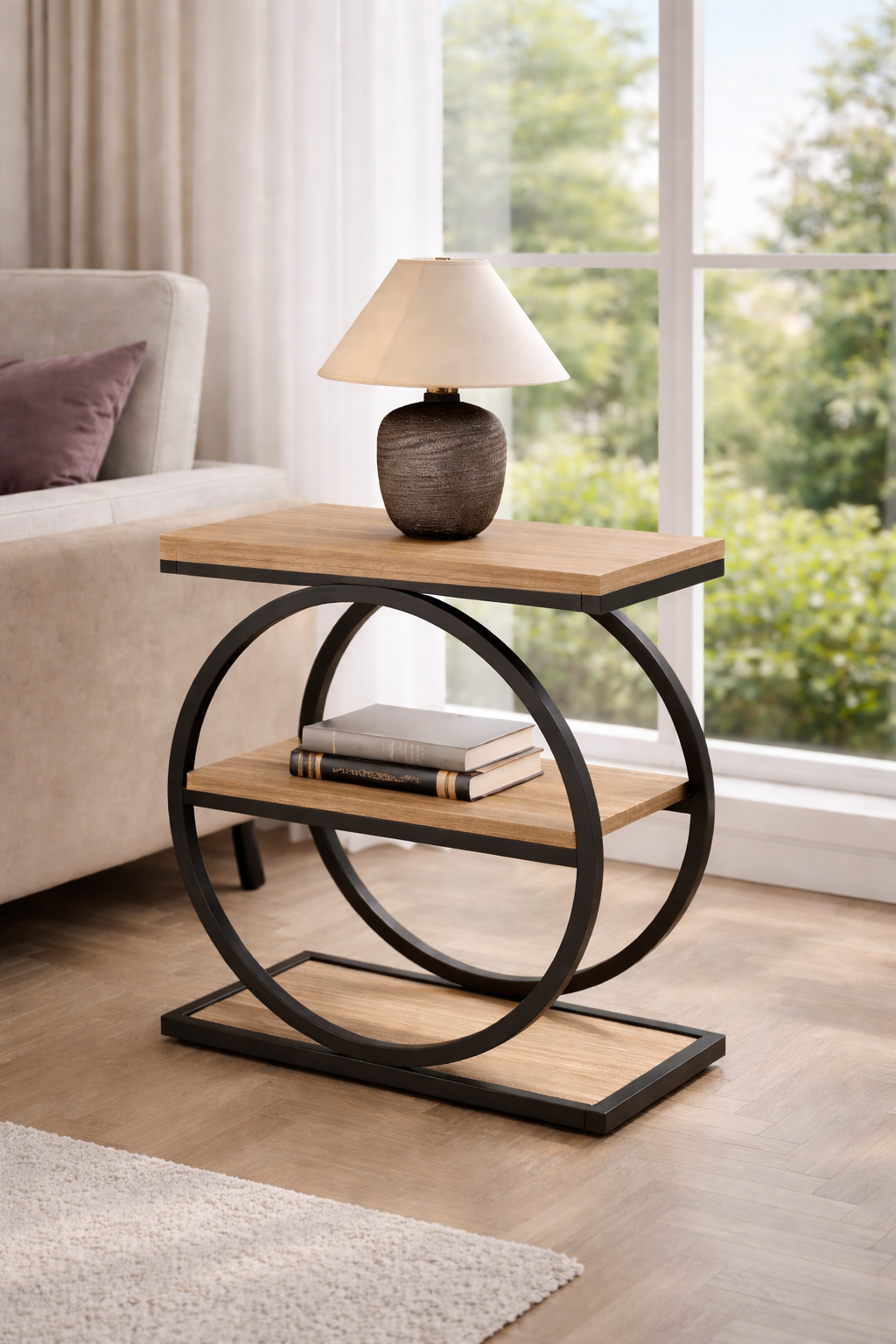 Circi Side Table with Round Metal Frame AJWPK