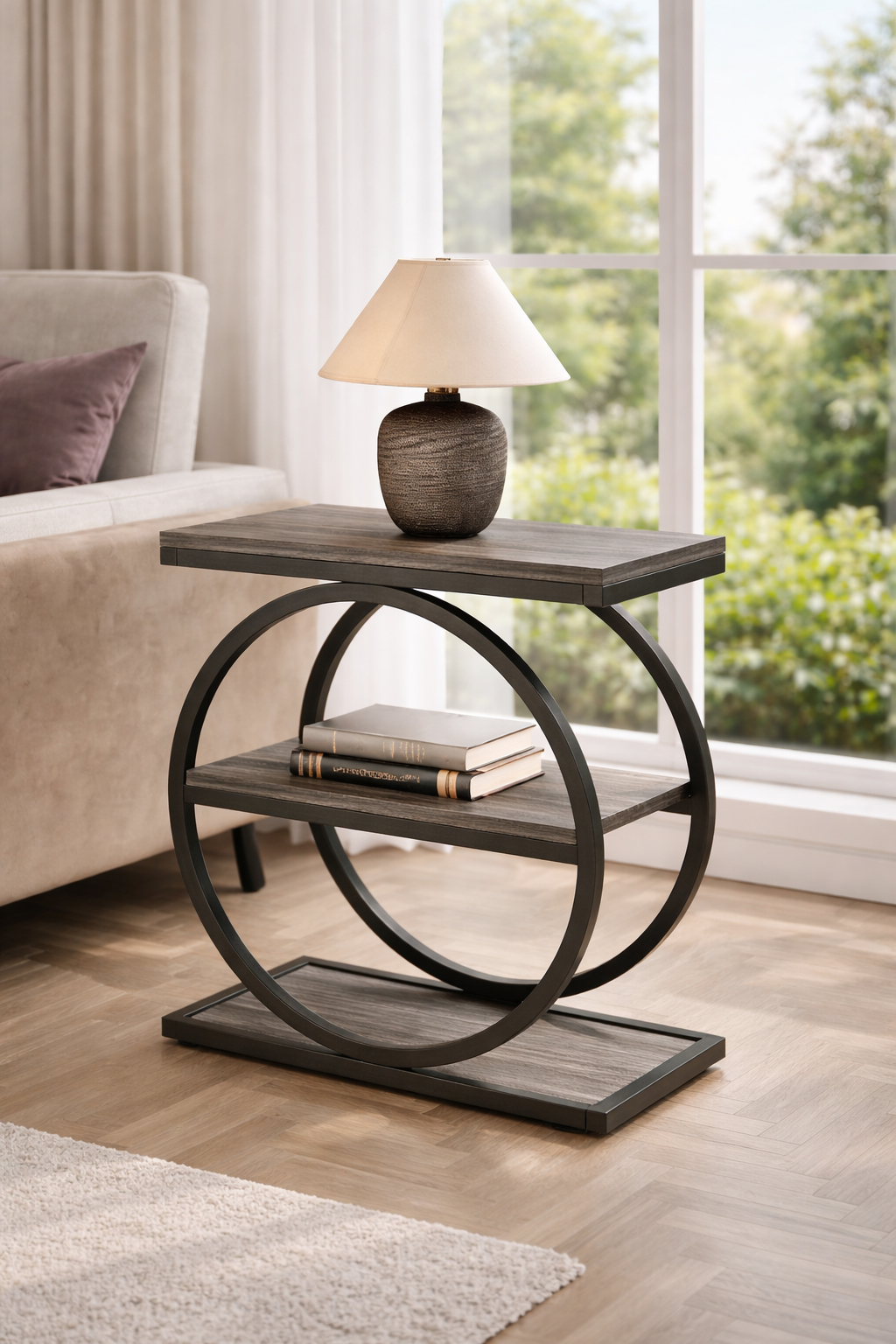 Circi Side Table with Round Metal Frame AJWPK