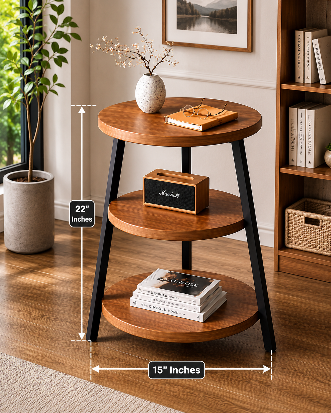 Modern 3-Tier Wooden Side Table AJWPK