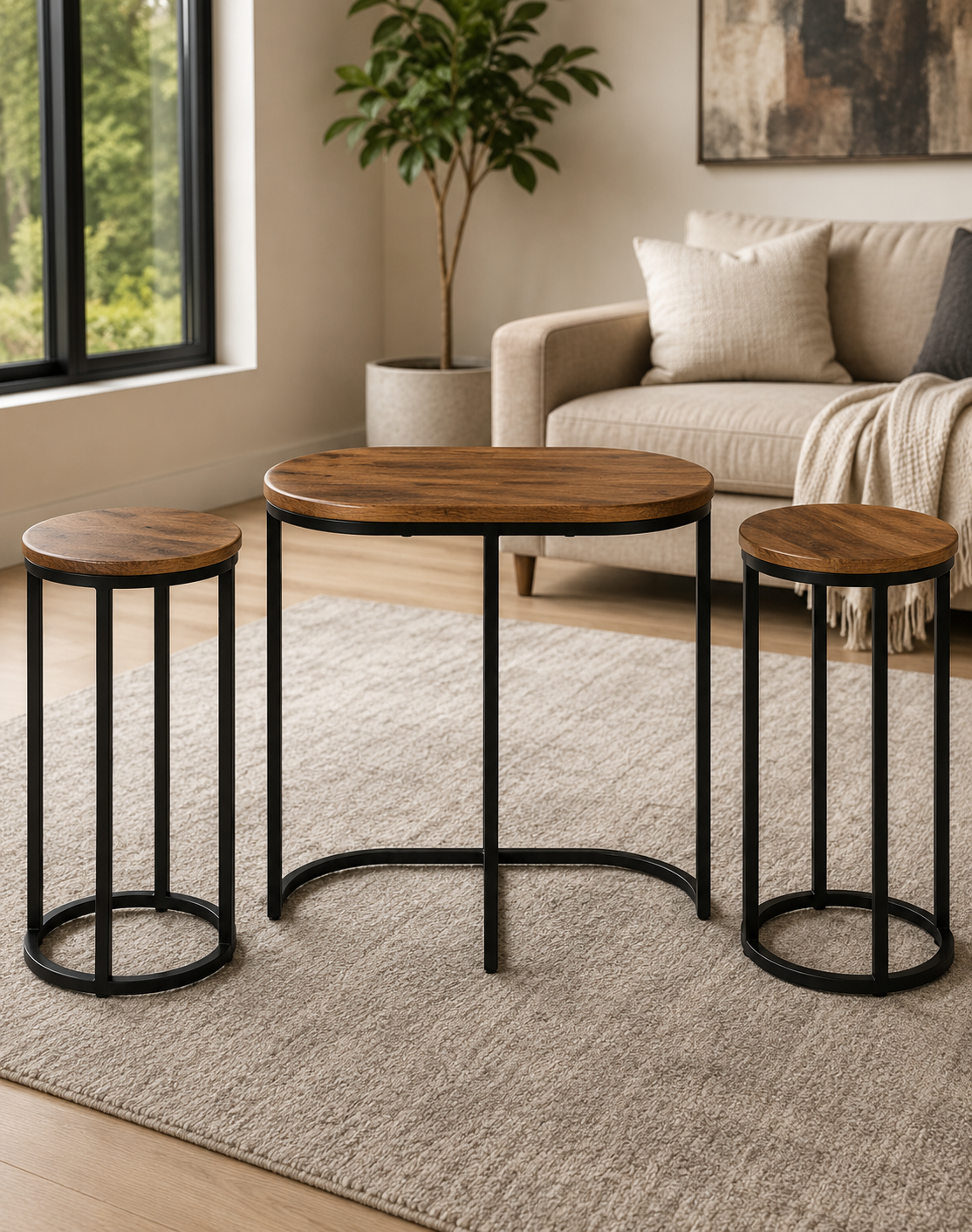 Round Nesting Bedroom Side Tables (Set of 3) AJWPK