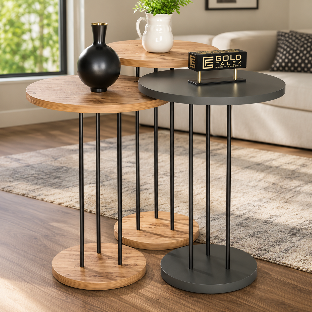 Round Nesting End Tables (Set of 3Pcs) AJWPK