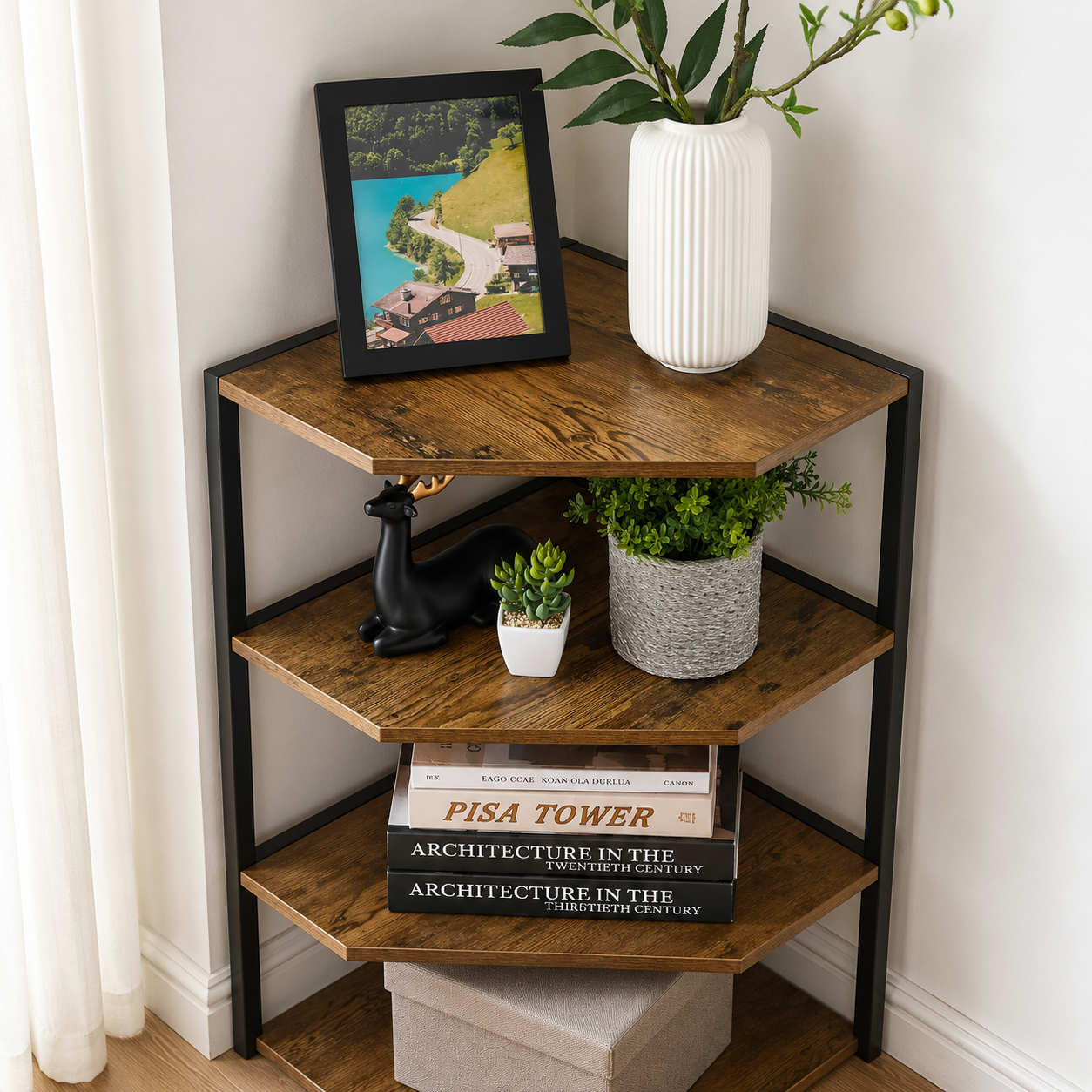 Banishe Corner Organizer Bookcase Storage Rack AJWPK