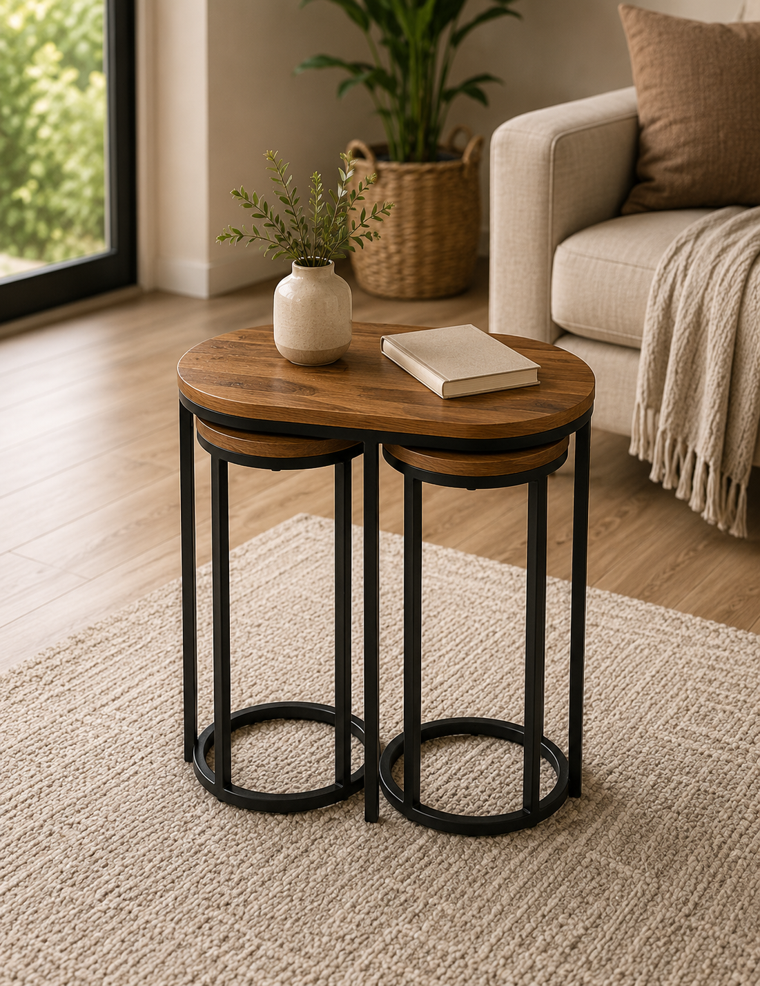 Round Nesting Bedroom Side Tables (Set of 3) AJWPK