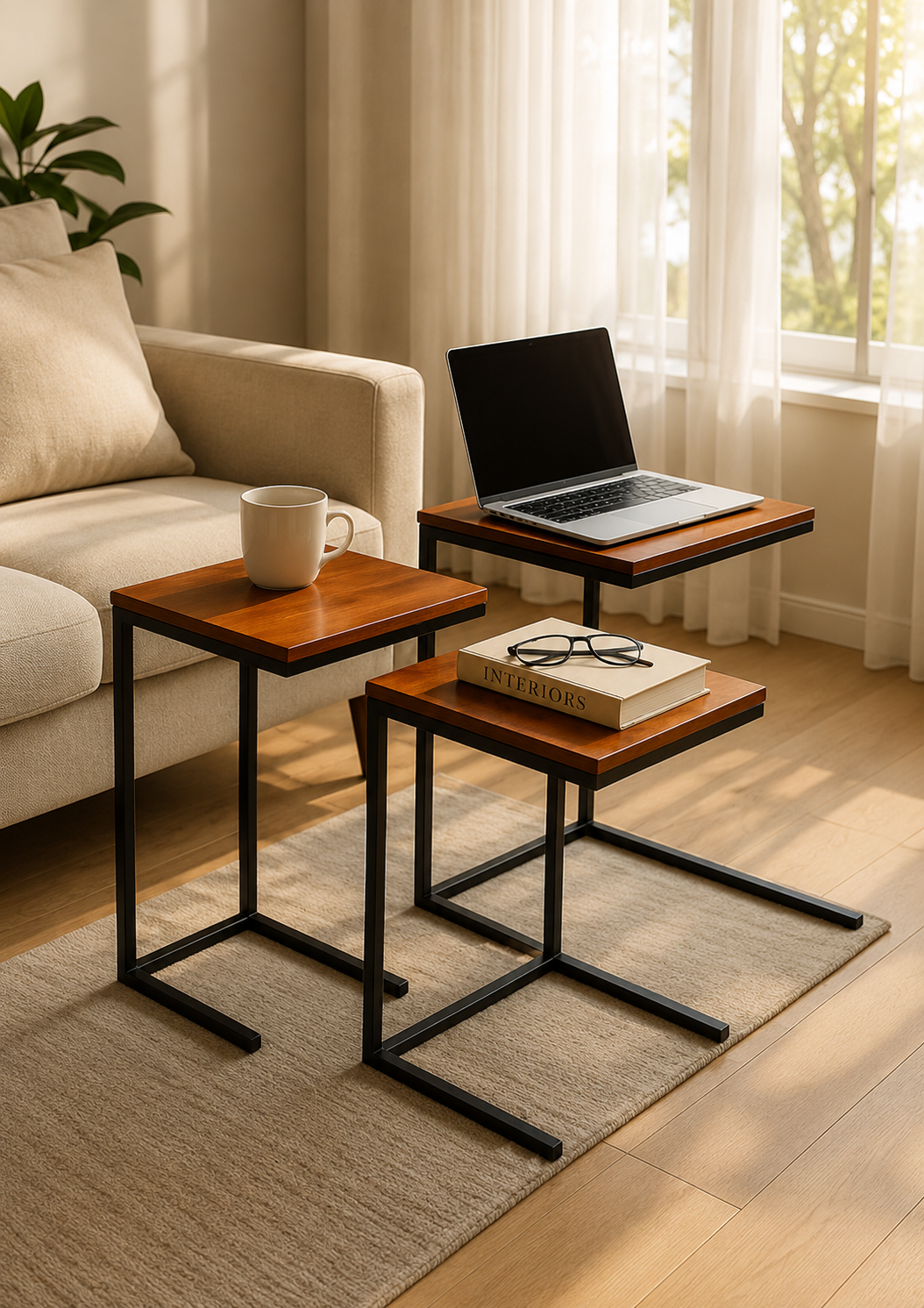 Set of 3 Wooden C-Tables AJWPK