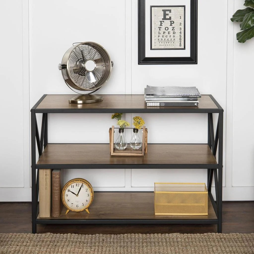 Carbon X-Frame Bookcase Console Organizer Rack Table