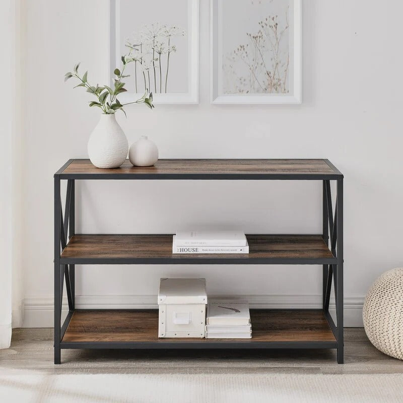 Carbon X-Frame Bookcase Console Organizer Rack Table
