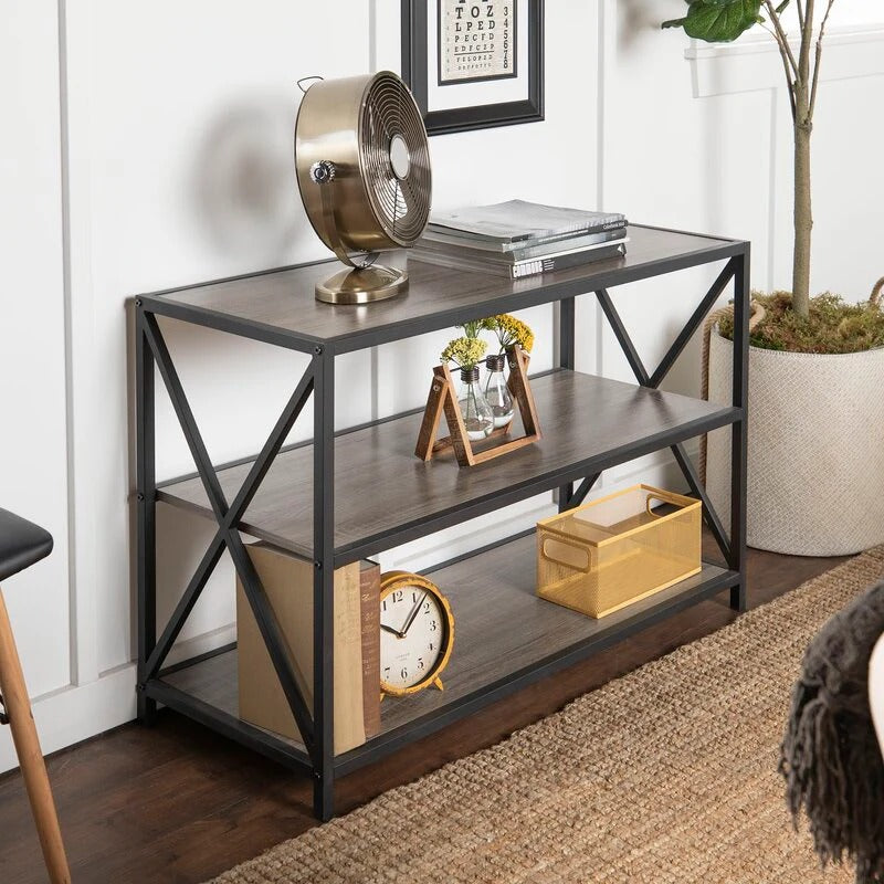 Carbon X-Frame Bookcase Console Organizer Rack Table