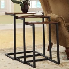 C Type Wooden Living Lounge Drawing Room Nesting Tables (3Pcs)